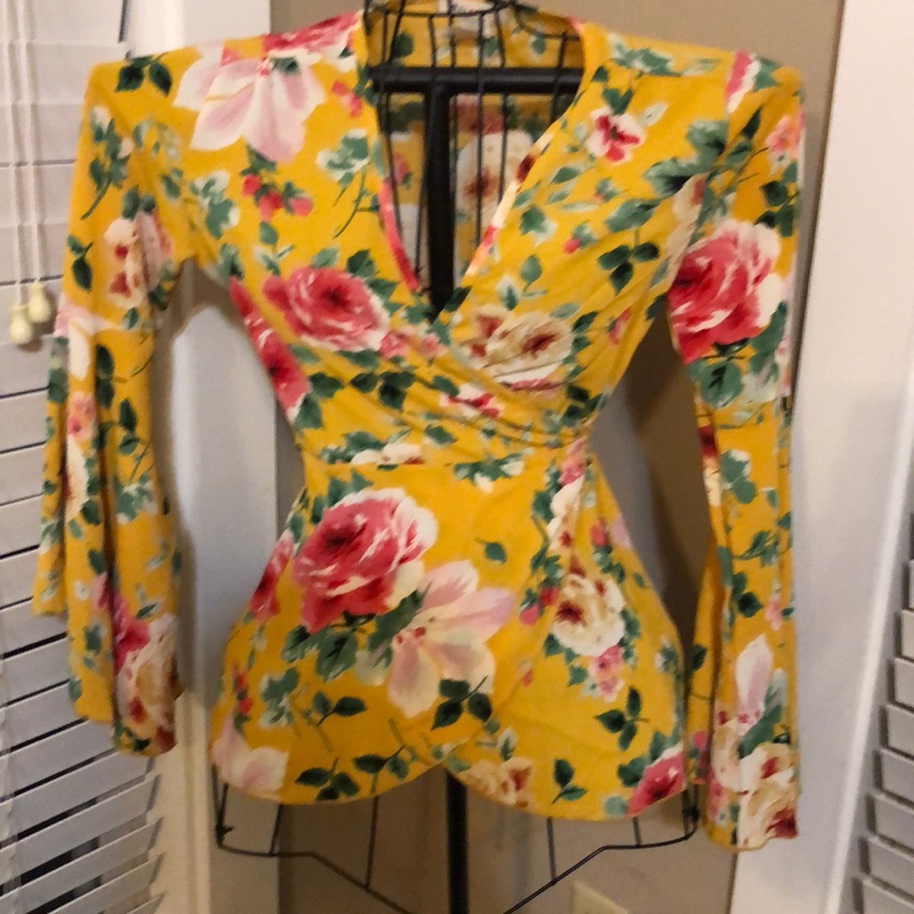 Yellow Wrap Around Flower Shirt